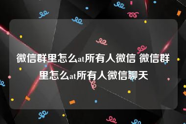 微信群里怎么at所有人微信 微信群里怎么at所有人微信聊天