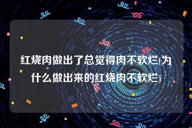 红烧肉做出了总觉得肉不软烂(为什么做出来的红烧肉不软烂)