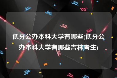 低分公办本科大学有哪些(低分公办本科大学有哪些吉林考生)