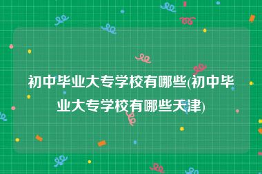 初中毕业大专学校有哪些(初中毕业大专学校有哪些天津)