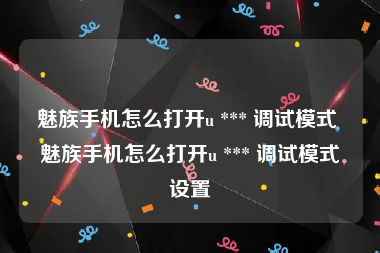 魅族手机怎么打开u *** 调试模式 魅族手机怎么打开u *** 调试模式设置