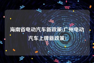 海南省电动汽车新政策(广州电动汽车上牌新政策)