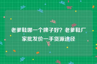 老爹鞋哪一个牌子好？老爹鞋厂家批发价一手货源途径