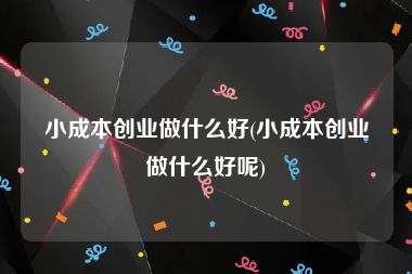 小成本创业做什么好(小成本创业做什么好呢)