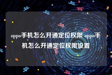 oppo手机怎么开通定位权限 oppo手机怎么开通定位权限设置