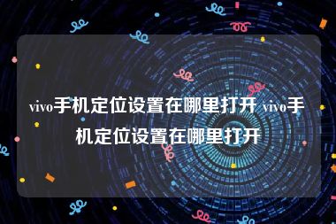 vivo手机定位设置在哪里打开 vivo手机定位设置在哪里打开