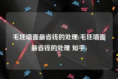 毛坯墙面最省钱的处理(毛坯墙面最省钱的处理 知乎)