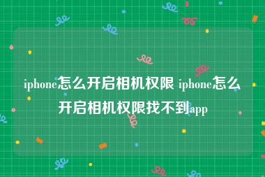 iphone怎么开启相机权限 iphone怎么开启相机权限找不到app