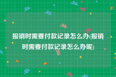 报销时需要付款记录怎么办(报销时需要付款记录怎么办呢)