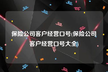 保险公司客户经营口号(保险公司客户经营口号大全)