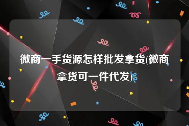 微商一手货源怎样批发拿货(微商拿货可一件代发)