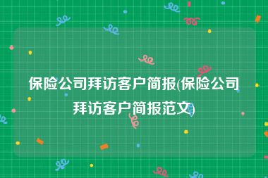 保险公司拜访客户简报(保险公司拜访客户简报范文)