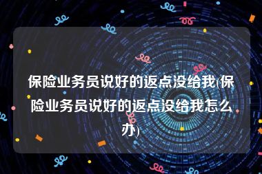 保险业务员说好的返点没给我(保险业务员说好的返点没给我怎么办)