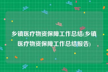 乡镇医疗物资保障工作总结(乡镇医疗物资保障工作总结报告)