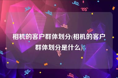 相机的客户群体划分(相机的客户群体划分是什么)