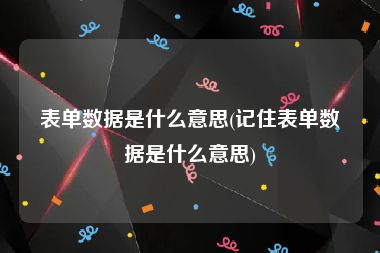 表单数据是什么意思(记住表单数据是什么意思)