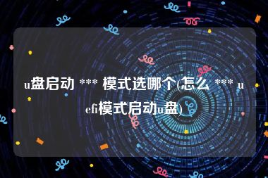 u盘启动 *** 模式选哪个(怎么 *** uefi模式启动u盘)