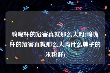 鸭嘴杯的危害真就那么大吗(鸭嘴杯的危害真就那么大吗什么牌子的米粉好)