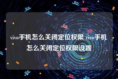 vivo手机怎么关闭定位权限 vivo手机怎么关闭定位权限设置