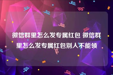 微信群里怎么发专属红包 微信群里怎么发专属红包别人不能领