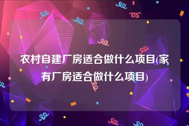 农村自建厂房适合做什么项目(家有厂房适合做什么项目)