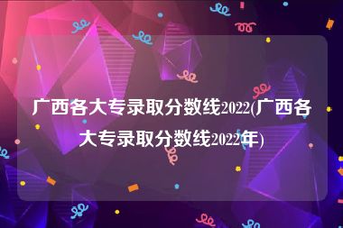 广西各大专录取分数线2022(广西各大专录取分数线2022年)