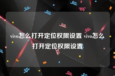 vivo怎么打开定位权限设置 vivo怎么打开定位权限设置