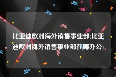 比亚迪欧洲海外销售事业部(比亚迪欧洲海外销售事业部在哪办公)