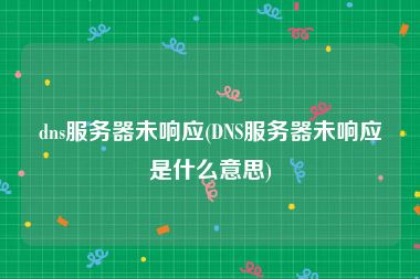 dns服务器未响应(DNS服务器未响应是什么意思)