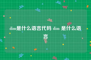 dim是什么语言代码 dim 是什么语言