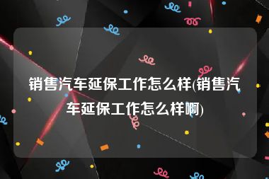 销售汽车延保工作怎么样(销售汽车延保工作怎么样啊)