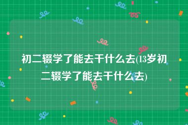 初二辍学了能去干什么去(13岁初二辍学了能去干什么去)