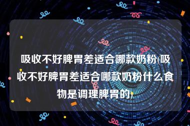 吸收不好脾胃差适合哪款奶粉(吸收不好脾胃差适合哪款奶粉什么食物是调理脾胃的)