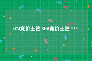 SEM竞价主管 SEM竞价主管 *** 