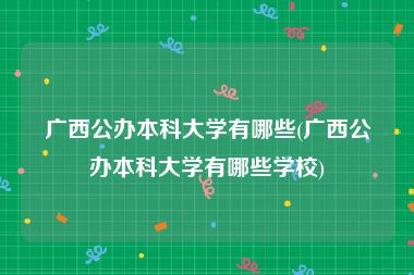 广西公办本科大学有哪些(广西公办本科大学有哪些学校)