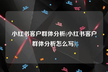 小红书客户群体分析(小红书客户群体分析怎么写)