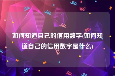 如何知道自己的信用数字(如何知道自己的信用数字是什么)