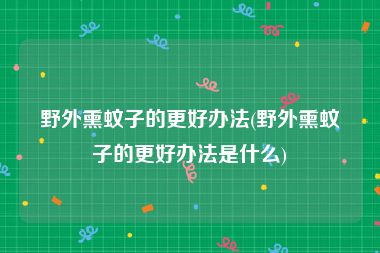 野外熏蚊子的更好办法(野外熏蚊子的更好办法是什么)