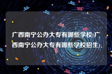 广西南宁公办大专有哪些学校(广西南宁公办大专有哪些学校招生)