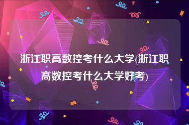 浙江职高数控考什么大学(浙江职高数控考什么大学好考)