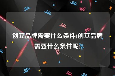 创立品牌需要什么条件(创立品牌需要什么条件呢)