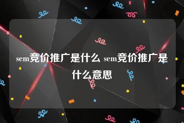 sem竞价推广是什么 sem竞价推广是什么意思