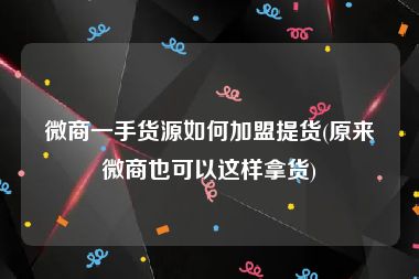 微商一手货源如何加盟提货(原来微商也可以这样拿货)