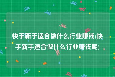 快手新手适合做什么行业赚钱(快手新手适合做什么行业赚钱呢)