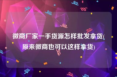 微商厂家一手货源怎样批发拿货(原来微商也可以这样拿货)