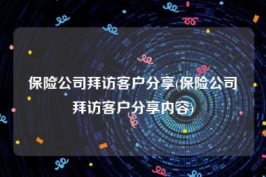 保险公司拜访客户分享(保险公司拜访客户分享内容)