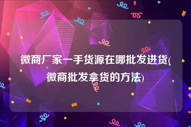 微商厂家一手货源在哪批发进货(微商批发拿货的方法)