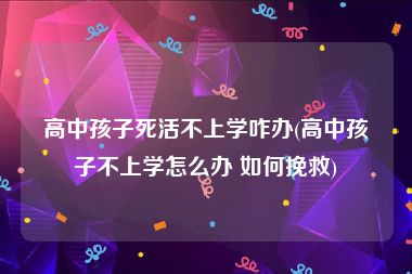 高中孩子死活不上学咋办(高中孩子不上学怎么办 如何挽救)