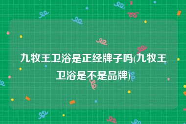 九牧王卫浴是正经牌子吗(九牧王卫浴是不是品牌)