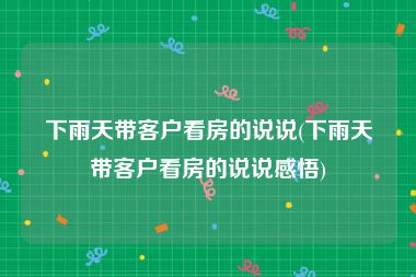 下雨天带客户看房的说说(下雨天带客户看房的说说感悟)